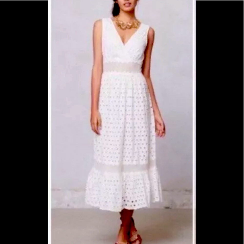 ‼️SALE‼️Anthropologie Leifnotes Mallorca White Eyelet Dress